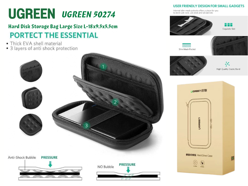 UGREEN Model 50274 Hard Disk Storage Bag Large Size L