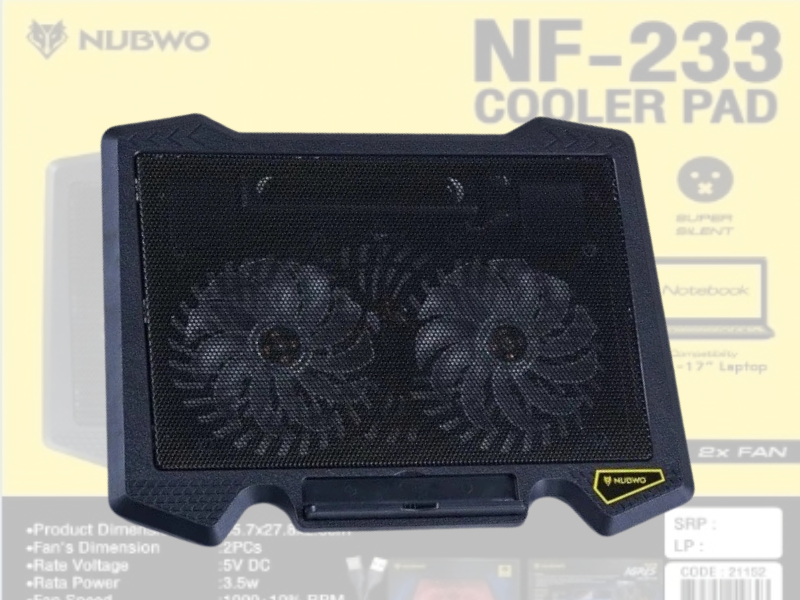 NUBWO รุ่นNF-233 NOTEBOOK COOLER แท่นรองระบายความร้อนโน้ตบุ๊ก