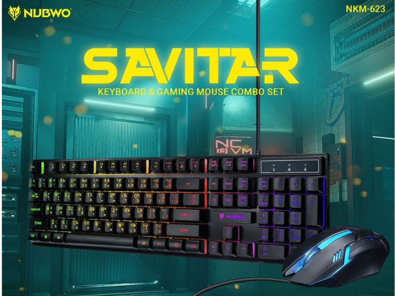 NUBWO รุ่น NKM623  USB Set Keyboard+Mouse พร้อมไฟสลับสี