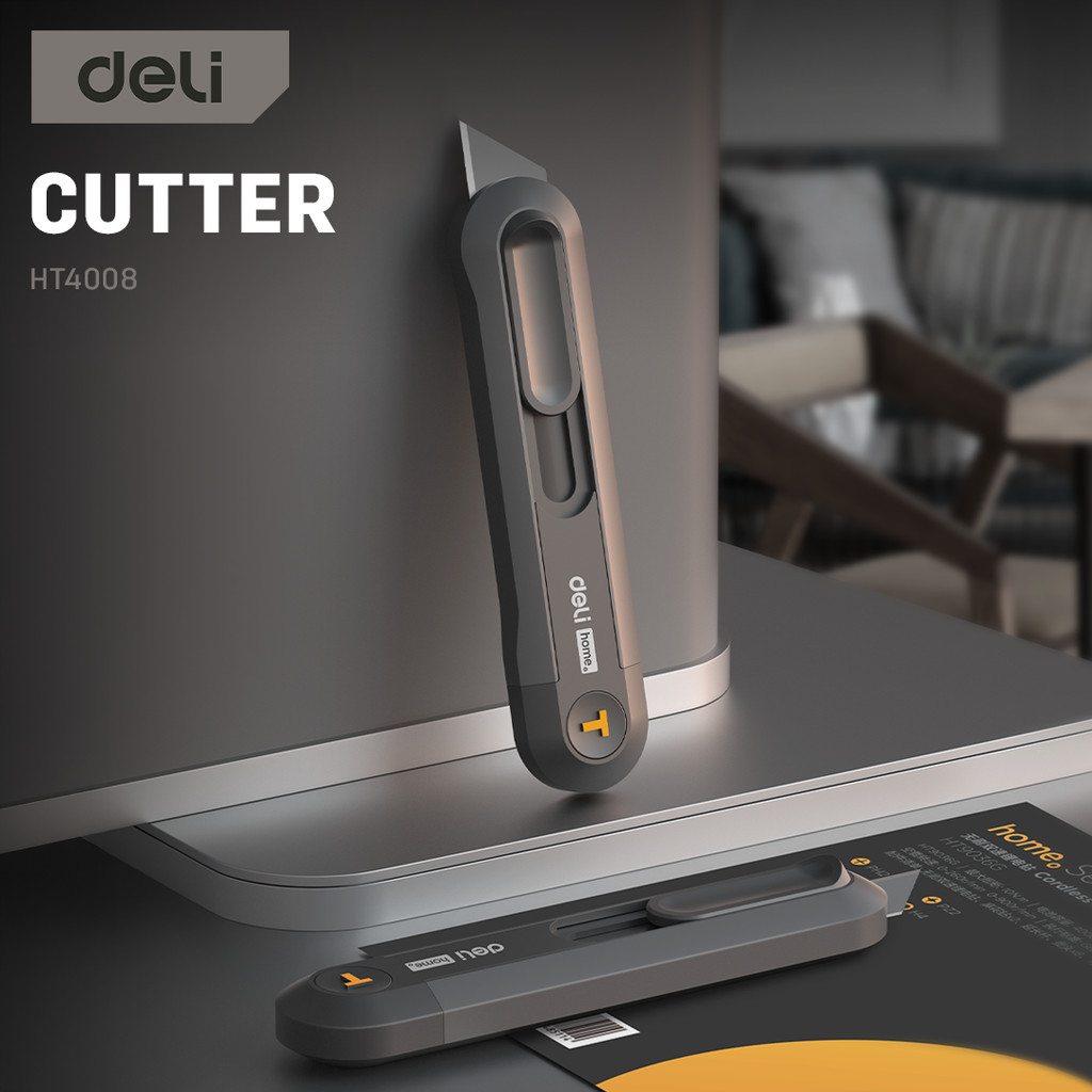 DELI รุ่น HT-4008 คัตเตอร์น้ำหนักเบา จับถนัดมือ พร้อมใบมีดเหล็ก SK2 รูปทรงตัว T
