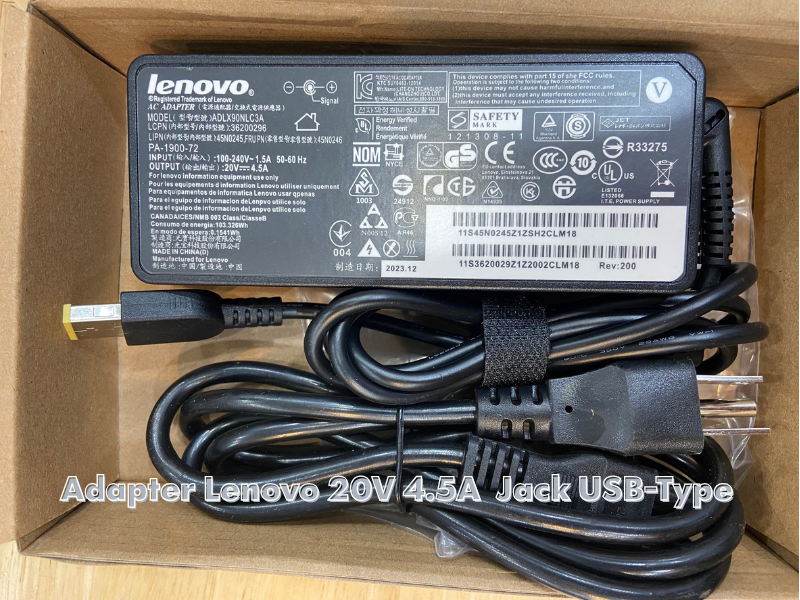 Adapter for Lenovo 20V/4.5A/40W/ หัวเสียบแบบ USB-Type พร้อมสายไฟ