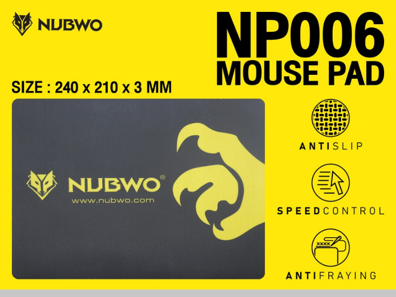 แผ่นรองเมาส์ MOUSE PAD แบรนด์ NUBWO รุ่น NP006 ขนาด: 245 × 210 × 3mm