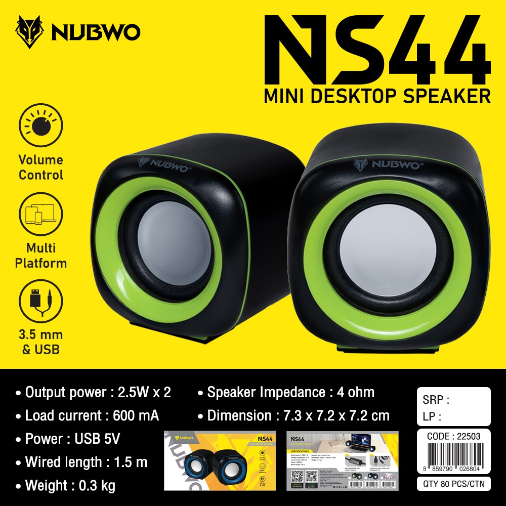 NUBWO Model. NS44 USB SPEAKER 2.5Watt. ลำโพงคอมพิวเตอร์ขนาดเล็ก