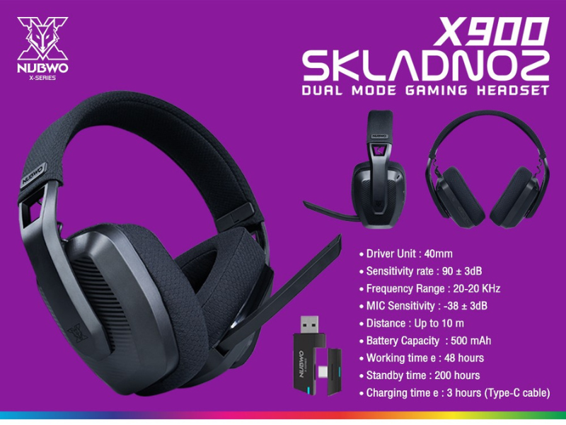 NUBWO รุ่น X900 Wireless & Bluetooth Headset Gaming
