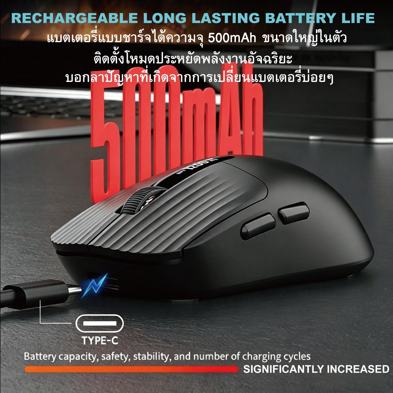 OKER เม้าส์ไร้สาย รองรับการเชื่อมต่อแบบ Bluetooth & Wireless 2.4G ชาร์จแบตได้
